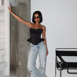 Peplum Corset Top Black