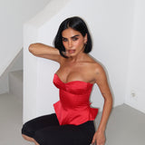 Peplum Corset Top Red