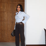 High Rise Wide Leg Jean Espresso