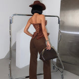 Peplum Corset Top Brown