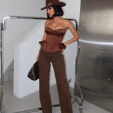 Peplum Corset Top Brown