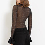 Rhinestone Mesh Bodysuit