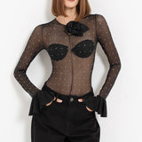 Rhinestone Mesh Bodysuit