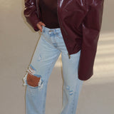 Straight Tassel Hem Jeans