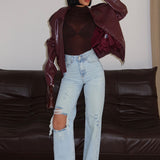 Straight Tassel Hem Jeans