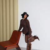 The Corset Poplin Shirt Brown