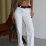 Opaque White Straight Jeans