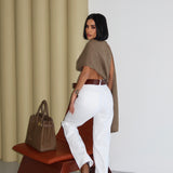 Opaque White Straight Jeans
