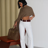 Opaque White Straight Jeans