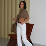 Opaque White Straight Jeans
