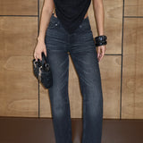 Chevron Straight Jeans