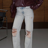 Vintage Wash Ripped Jeans