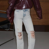 Vintage Wash Ripped Jeans