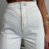 Contrast Stitch Wide Leg Jean