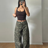 Camo Print Baggy Wide Leg Pants
