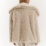 Plush Snap-Front Oversized Fur Jacket