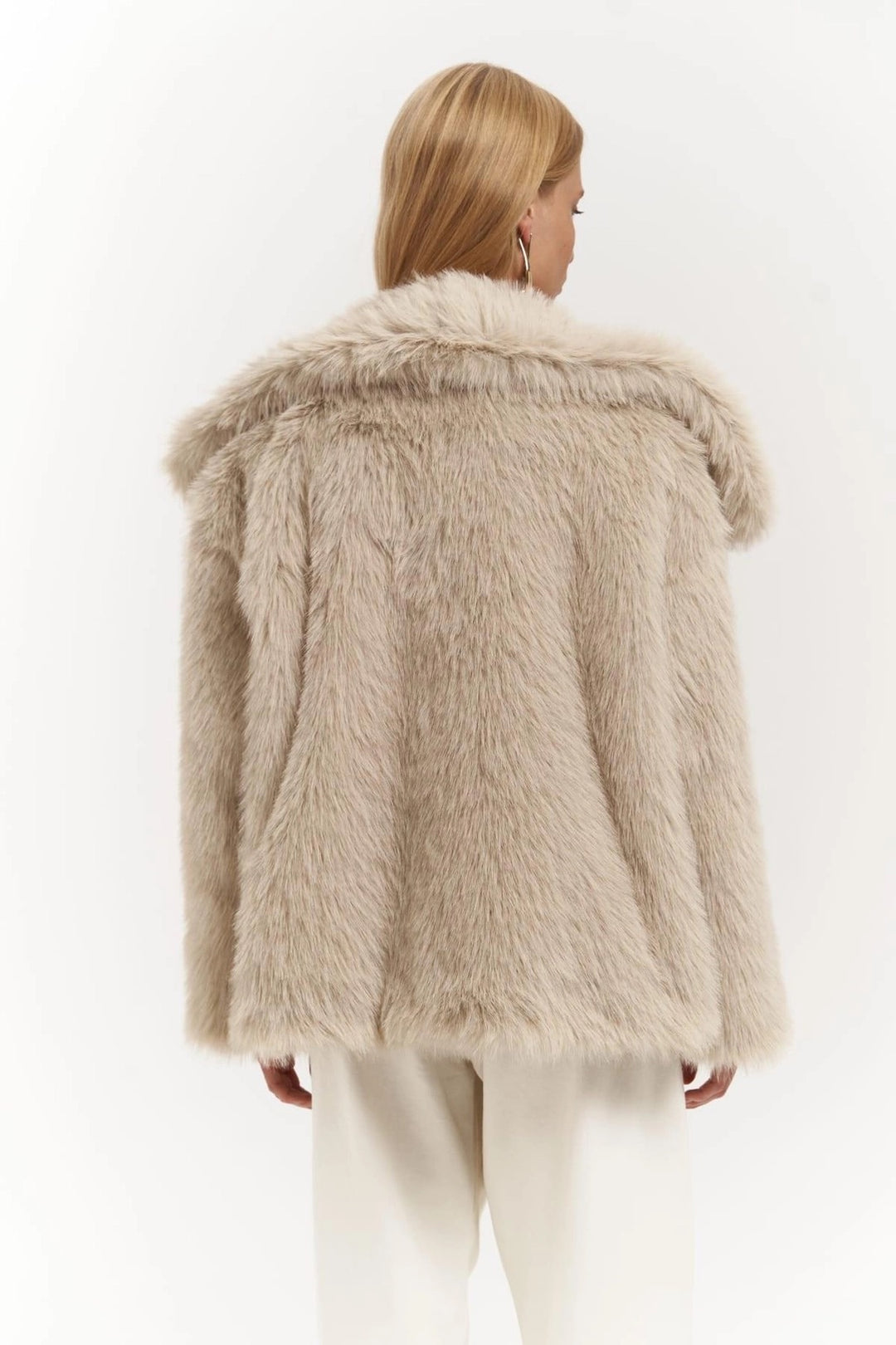 Plush Snap-Front Oversized Fur Jacket