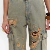 Distressed Cargo Jeans