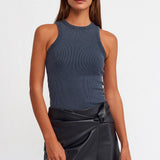 Washed Rib Racerback Crop Tank