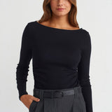 Ruched Side Long Sleeve Top
