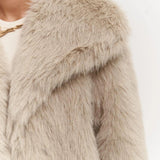 Plush Snap-Front Oversized Fur Jacket