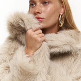 Plush Snap-Front Oversized Fur Jacket