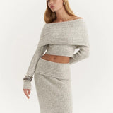 Off-Shoulder Knit Set