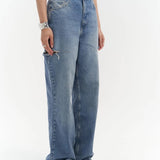 High-Waist Jeans with Contrast Stitching