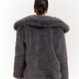 Plush Snap-Front Oversized Fur Jacket