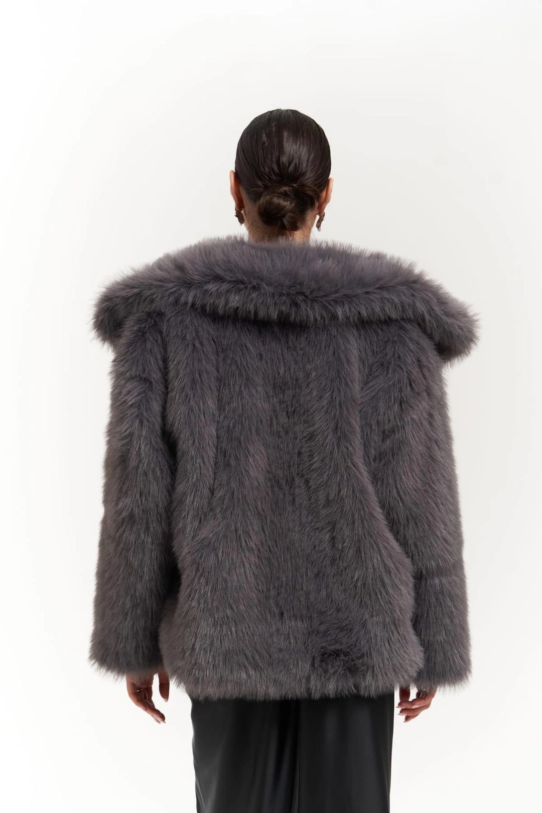 Plush Snap-Front Oversized Fur Jacket