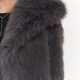 Plush Snap-Front Oversized Fur Jacket