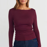 Ruched Side Long Sleeve Top