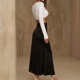 High-Waist Satin Skirt