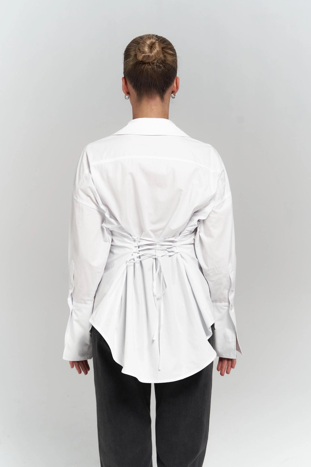 Corset Back Poplin Shirt