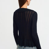 Ruffle Trim Deep V Knit Top