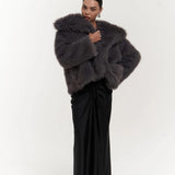 Plush Snap-Front Oversized Fur Jacket