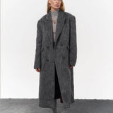 Layered Double-Breasted Textured Coat