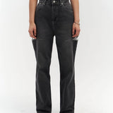 High-Waist Jeans with Contrast Stitching