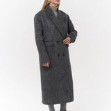 Layered Double-Breasted Textured Coat