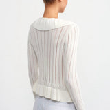 Ruffle Trim Deep V Knit Top