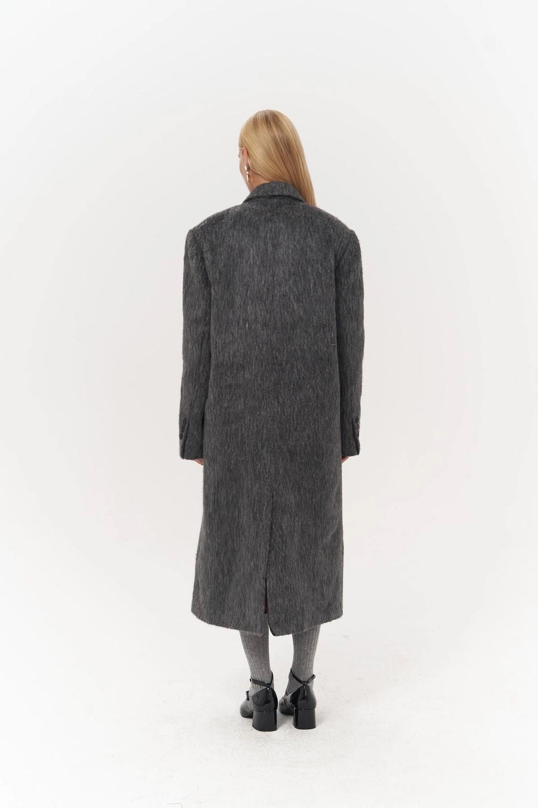 Layered Double-Breasted Textured Coat