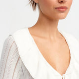 Ruffle Trim Deep V Knit Top