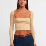 Basic Square Neck Ribbed Top