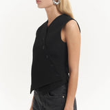 Asymmetric Buttoned Vest Black