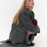 Layered Double-Breasted Textured Coat