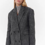 Layered Double-Breasted Textured Coat