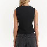 Asymmetric Buttoned Vest Black