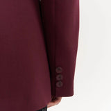 Burgundy Fitted Double-Breasted Blazer