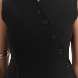 Asymmetric Buttoned Vest Black