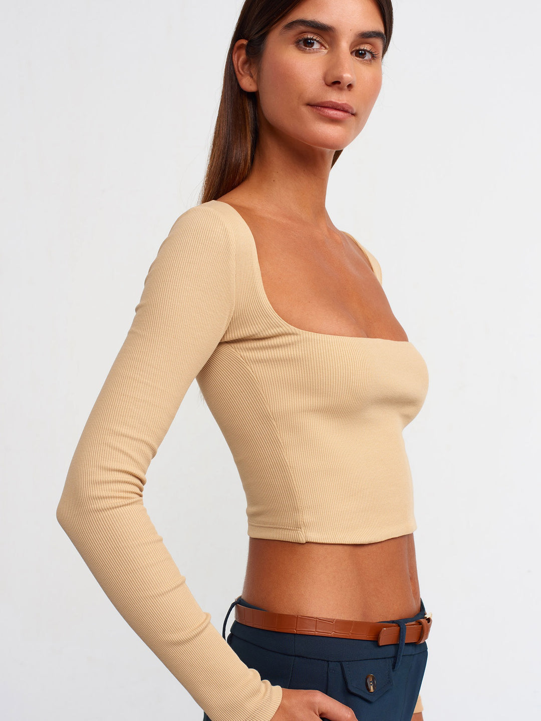 Basic Square Neck Ribbed Top